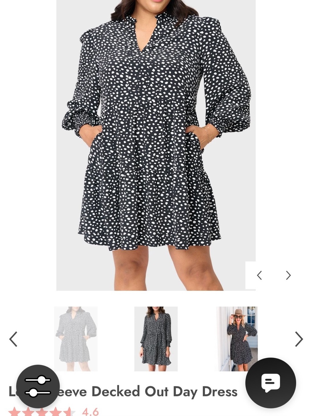 Black & White Polka Dot Mini Dress with Puff Sleeves